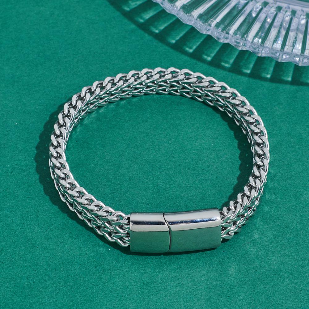 

Reversible Stainless Steel Hip Hop Men s Bracelet - Bold, Punk, High-End Cuban Trend