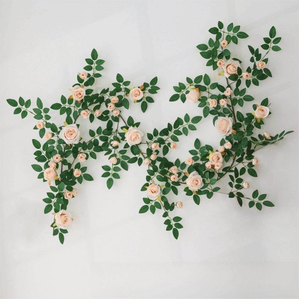 190cm Artificial Rose Vine Rattan Vine Hanging Rose Realistic Silk Flowers Rattan  Outdoor