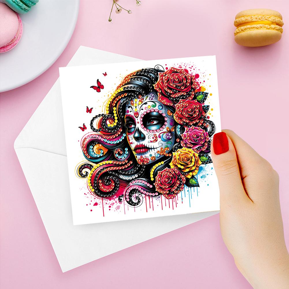 6Pcs Colorful Pattern DIY Diamond Painting Greeting Card with Envelope Diamond Art Festival Card Craft for Friend Family Lover