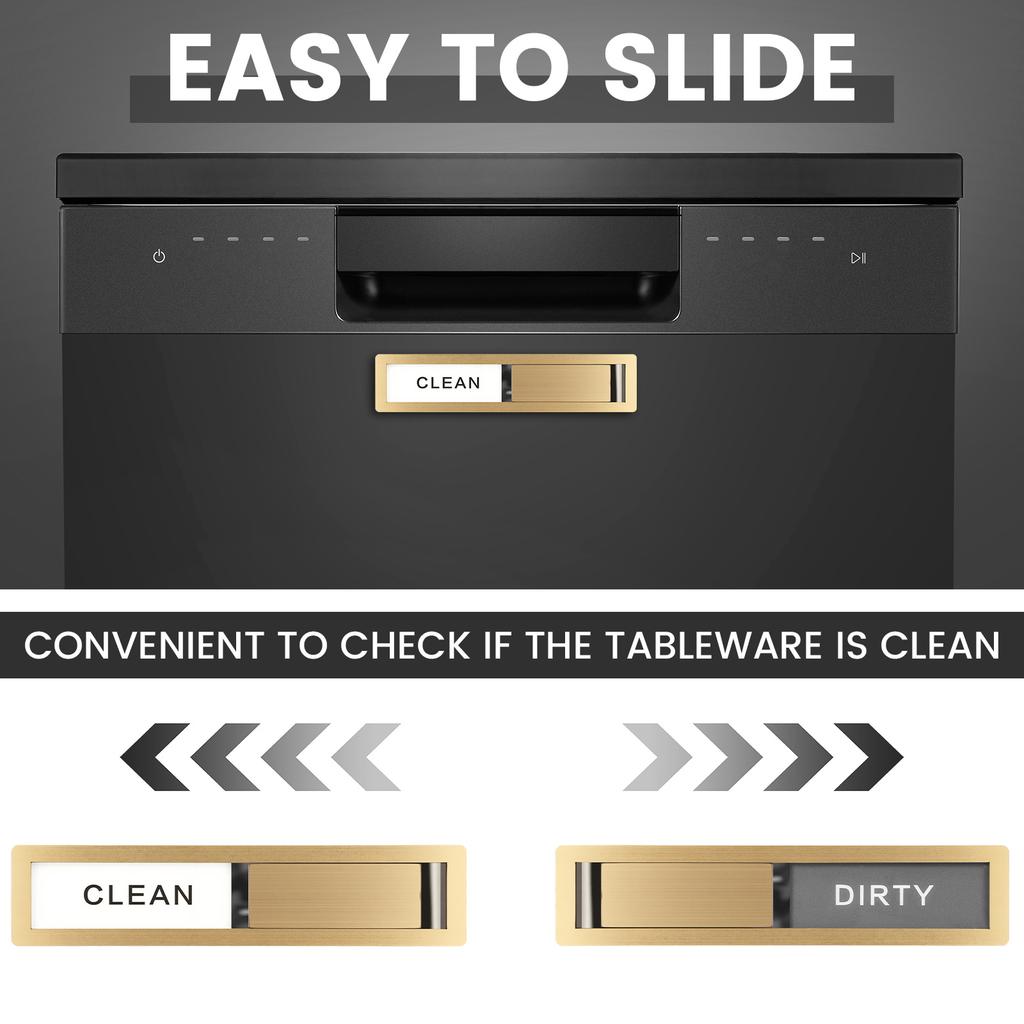 1 Pc Dishwasher Magnet Clean Dirty Sign Premium Stainless Steel Dishwasher Clean/Dirty Magnets with Sticker Adhesive for Home