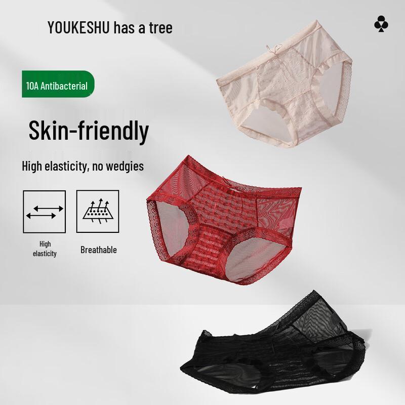 

Women s Seamless Lace Briefs with Antibacterial Crotch, 3-Pack XL (120-140 jin)