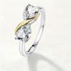 Mother And Daughter Infinite Care And Love Ring Two-Tone Diamond-Set Love-Shaped Zircon Woman