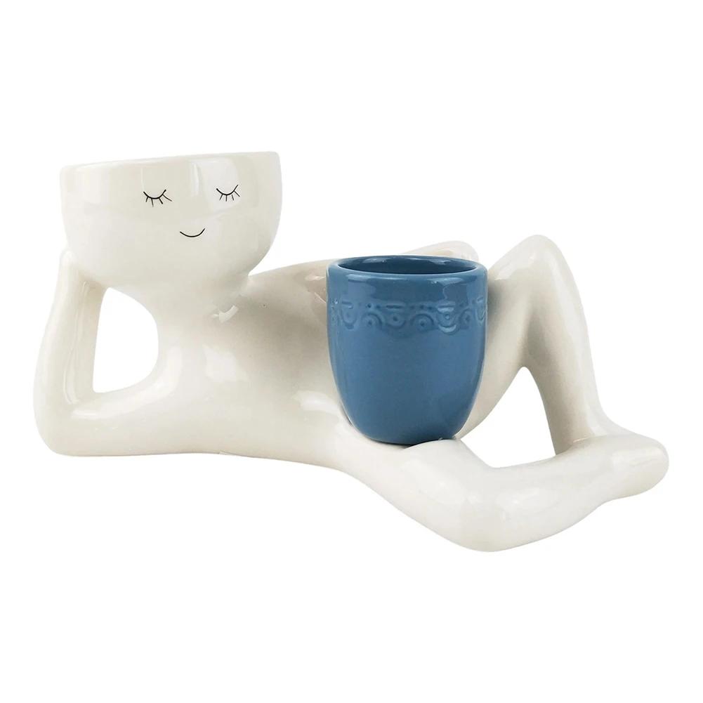 Funny 2-in-1 Indoor Plant Flowerpot with Drainage Hole and Plug, Universal Succulent, Cactus, Desktop Decoration Ornament