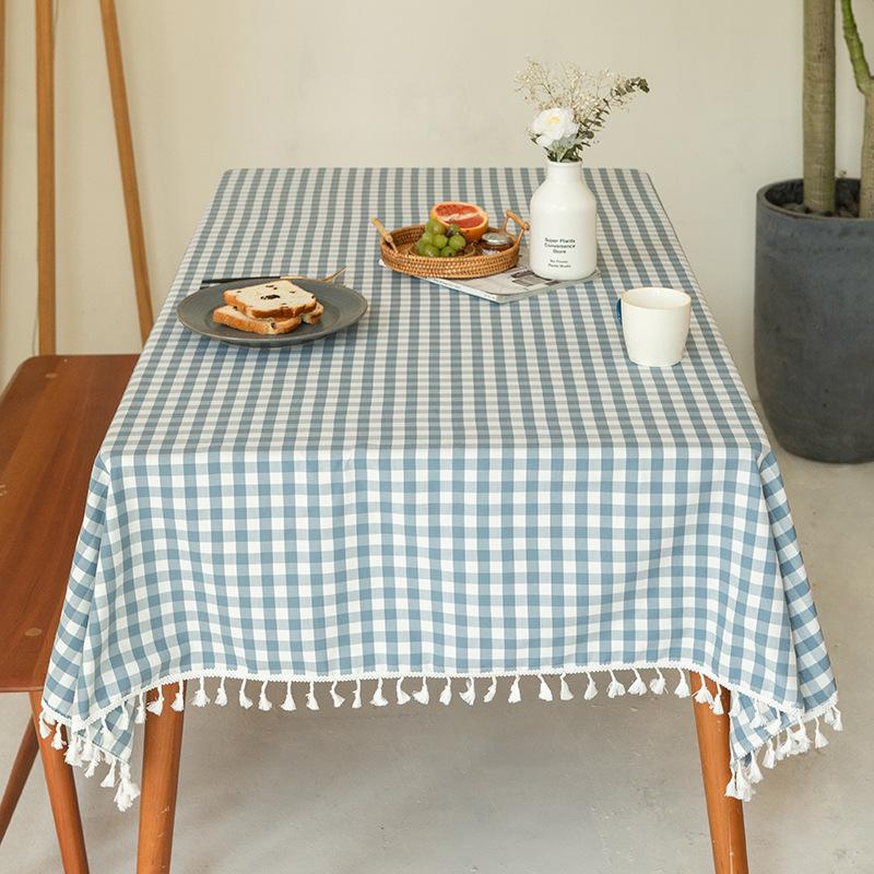 Dining Table Coffee Table Tablecloth Jacquard Cotton And Linen Lattice Fringed Lace Rectangular Pastoral Tablecloth