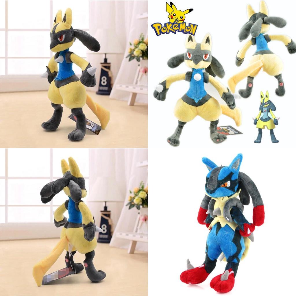 12 Zoll großes, glänzendes Pokémon Luc Lucario Plüschtier, weiches Spielzeug mit leuchtenden Farben für Kinder