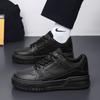 Men's Shoes Spring and Autumn Niche Design Versatile Casual Pure Black Board Shoes for Teenagers Sports Thick Sole Heightened Bread Trendy Shoes