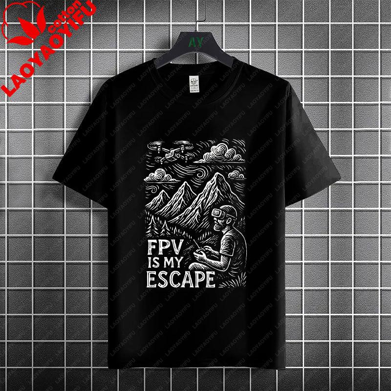 Funny Old Unisex Whos Also A Drone Pilot Graphic Tshirt 100 Cotton Short Sleeve Round Neck Casual Humor Style Fpv Theme Tshirt