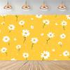 Boho Minimalist Daisy Tapestry Yellow Background with White Blooms Wall Hanging for Room Decor