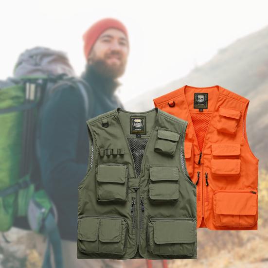 Vest Multiple Pockets Fastener Tape Air Holes Popular Jacket Multifunctional Outdoor for