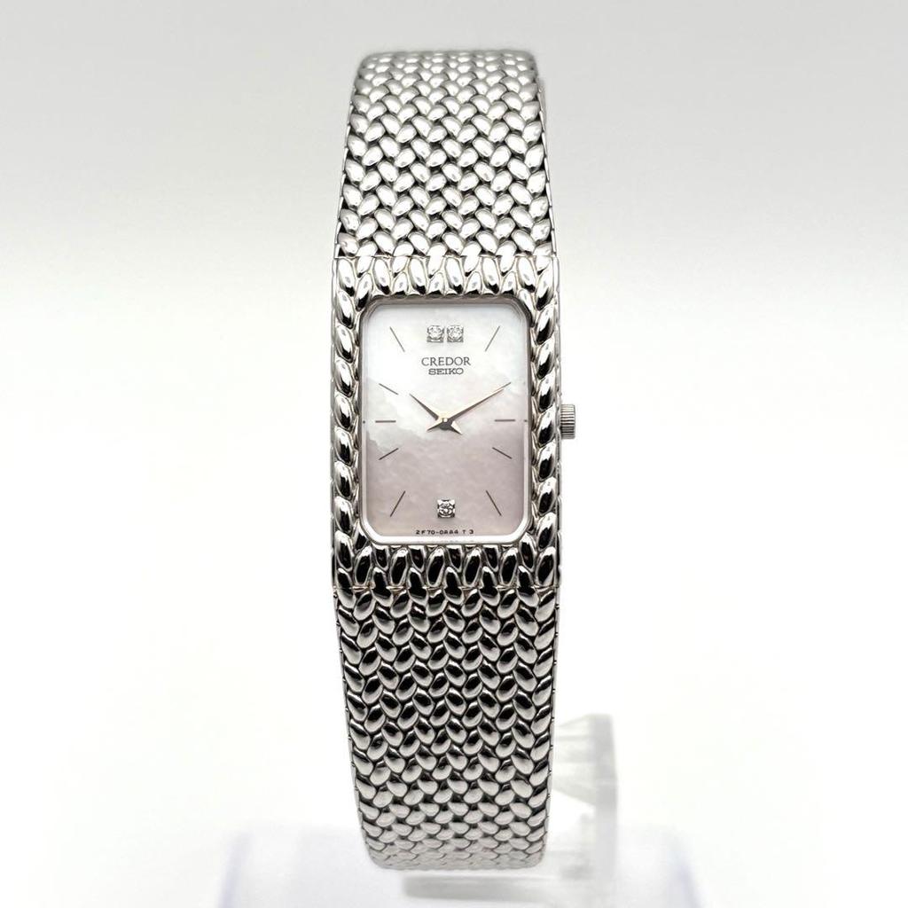 [USED] SEIKO CREDOR 3P Diamond Shell Dial Quartz Women's Watch