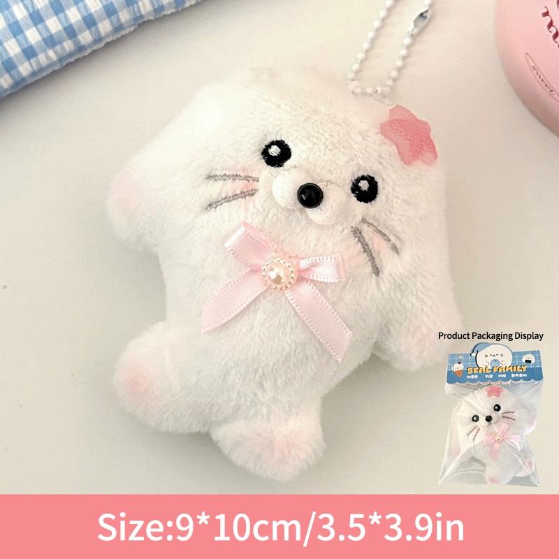Cute Seals Sea Otter Baby Keychain Plush Seal Figurine Hanging Pendant Keyrings Student Schoolbag Key Chain Pendant Gifts