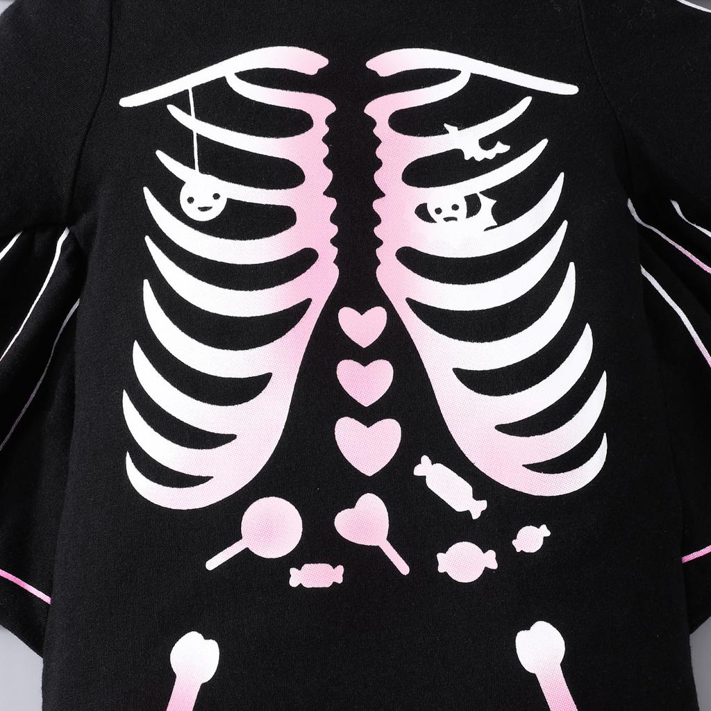 Spring and Autumn New Baby Halloween Bat Round Neck Long Sleeve Jumpsuit