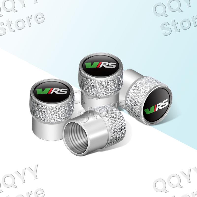 VRS Badge Car Wheel Tire Stem Air Valve Caps Dustproof Covers For Skoda Octavia Rapid Superb Fabia Yeti 4Pcs Accessories