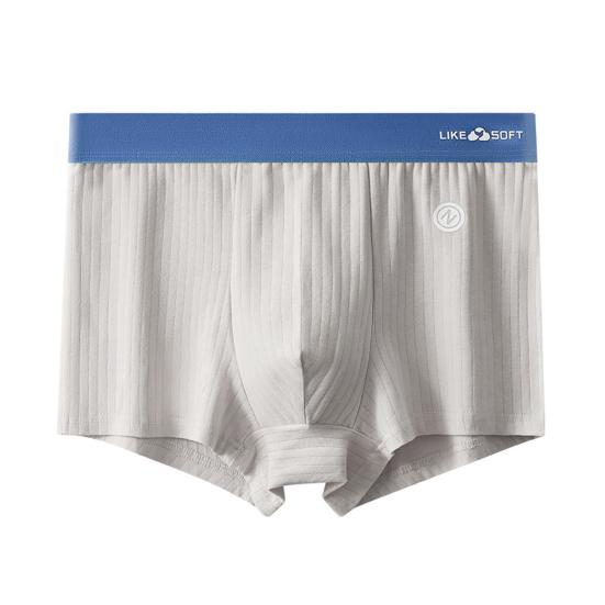 Men Boxer Underwear Elastic Mid-Waist Design Breathable Shorts Briefs Patchwork Color U-Convex Ribbed Smooth Wiring Panties