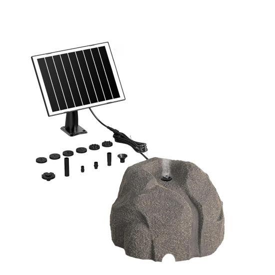 

Solar Fountain for Bird Bath Faux Granite Rock Fountain Solar Powered Bird Bath Pump with 8 Nozzles for Outdoor Pond Patio Garden Fish серый