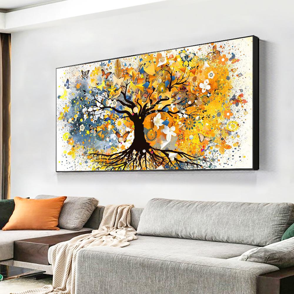 Abstract Art Watercolor Tree of Life Scandinavian Landscape Wall Art Flower Tree Canvas Poster and Prints Picture for Home Decor