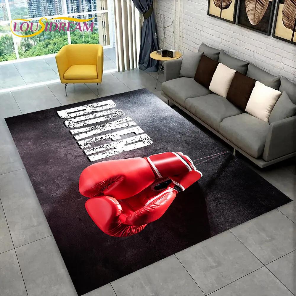 3D Boxing Gloves Boxer Fight Area Rug Large,Carpet Rug for Living Room Bedroom Sofa Doormat Decoration,kids Non-slip Floor Mat