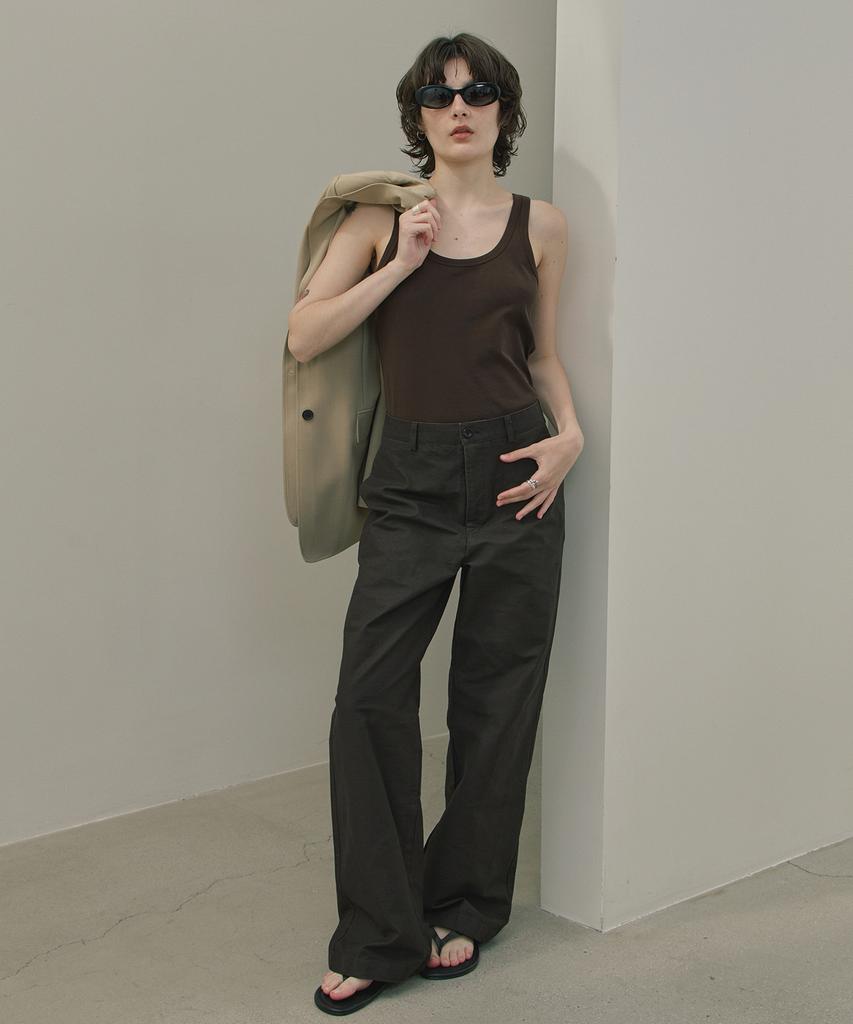Haebeuaenhaebeu Hyde Line Wide Cotton Pants_Charcoal Brown