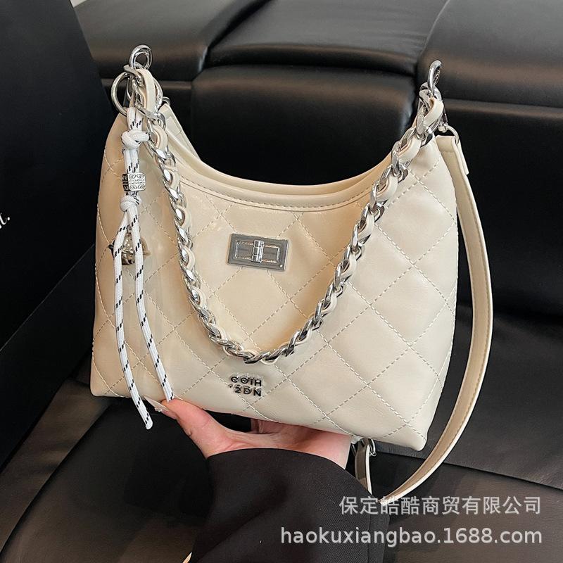Rhombus chain bag women's summer 2025 new niche design messenger bag high-end sense foreign style shoulder bucket bag