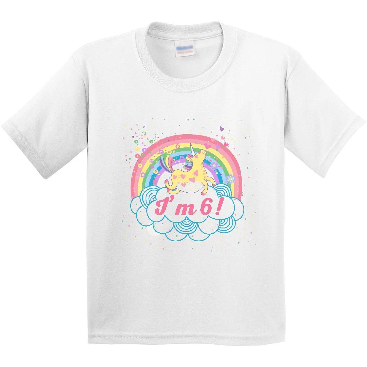 

Inktastic 6th Birthday Unicorn Rainbow Girls Youth kids boys T-Shirt Party Six 6 Pastel Im 120