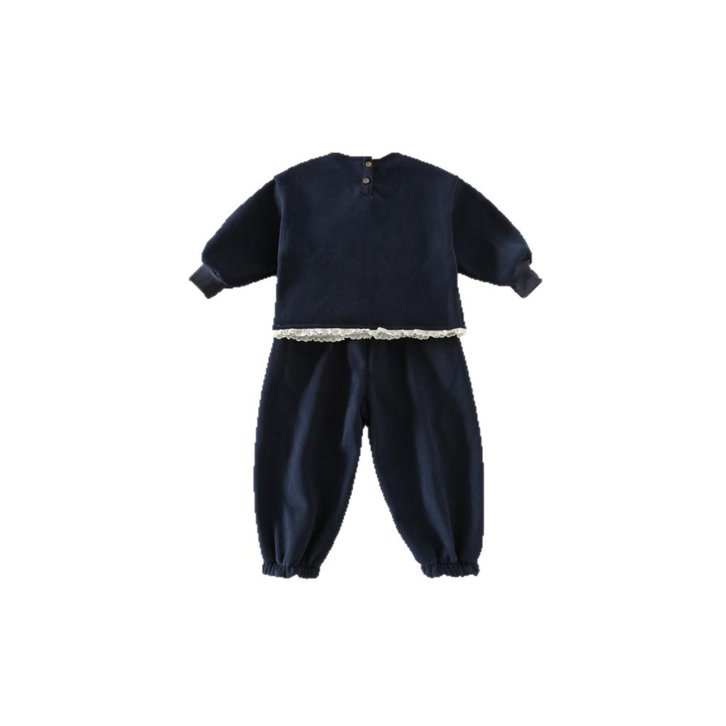 Zestaw dwuczęściowy z polaru dla dzieci na jesień 2025 w stylu koreańskim: Przyjazna dla skóry bluza i spodnie dresowe