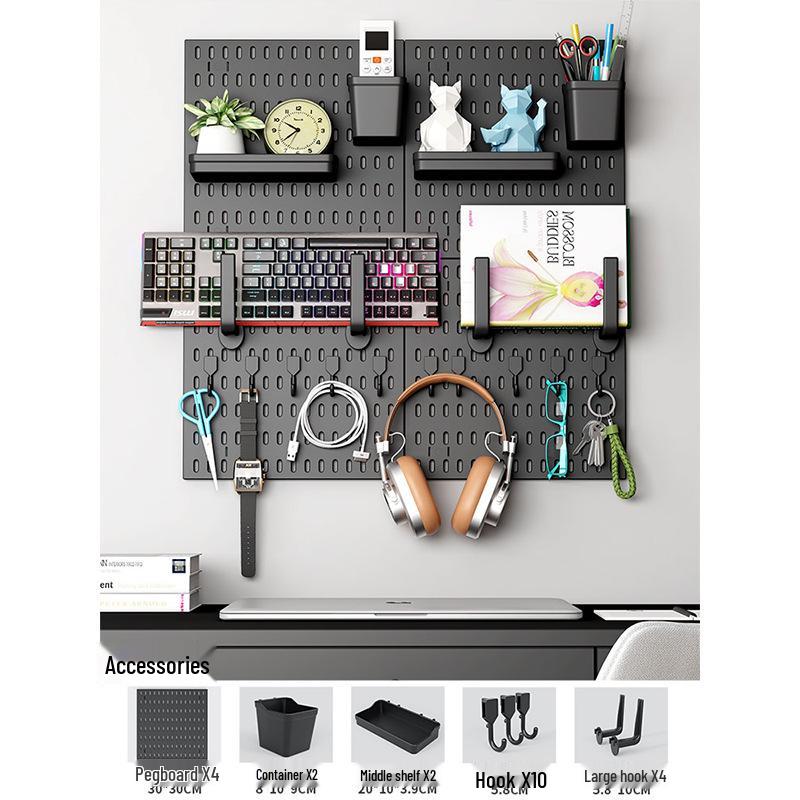 Punch-Free Perforated Board Rack: DIY E-Sports & Study Room Wall Decor for Game Equipment Display