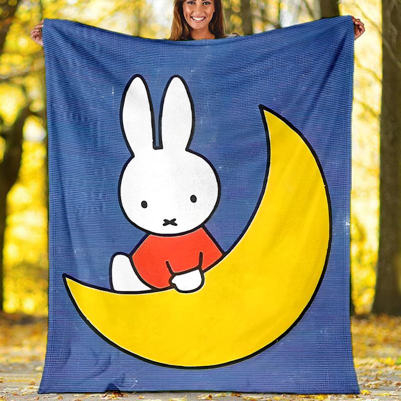 1pc Miffy2 Theme Blanket - Digital Print, Polyester, Cozy for All Seasons, Perfect for Outdoor, Camping, and Travel