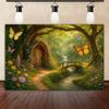 Dreamy Fairy Tale Forest Background, Natural Jungle Forest Wonderland Magic House, Children Birthday Party Photography Backdrop