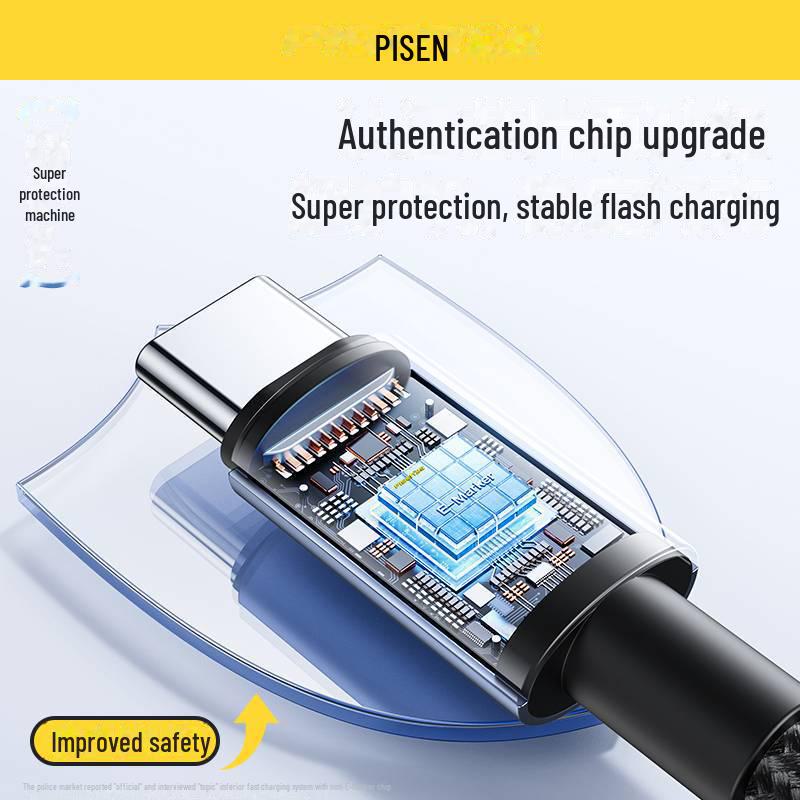 PISEN 100W Aluminum Alloy Braided Type-C Super Fast Charging Cable for Huawei