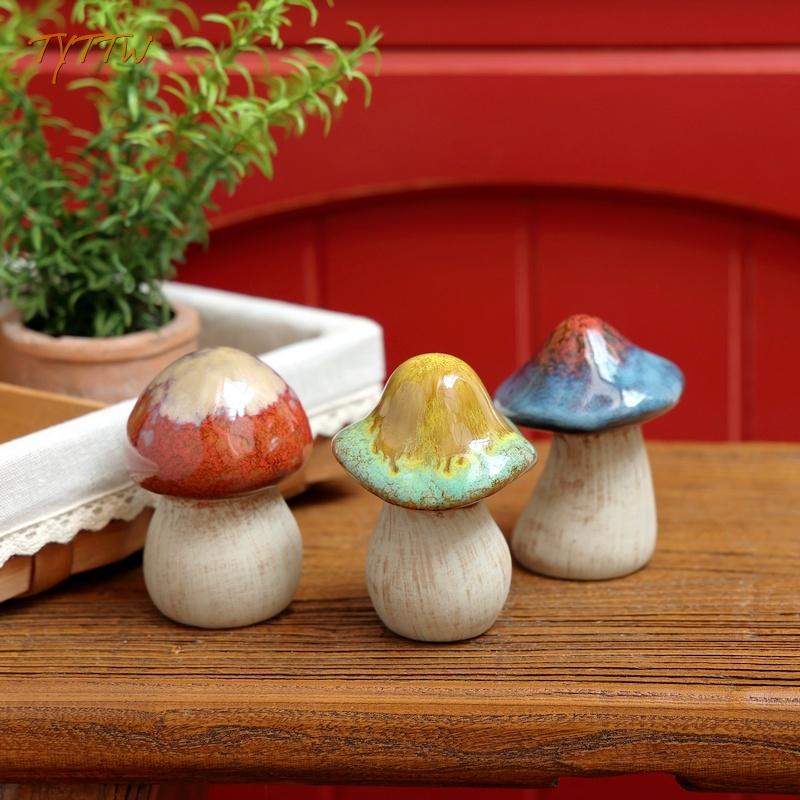 Ceramic Mushroom Outdoor Garden Balcony Flower Pot Lawn Decor Garden Figurines Home Decoration Room Decoration