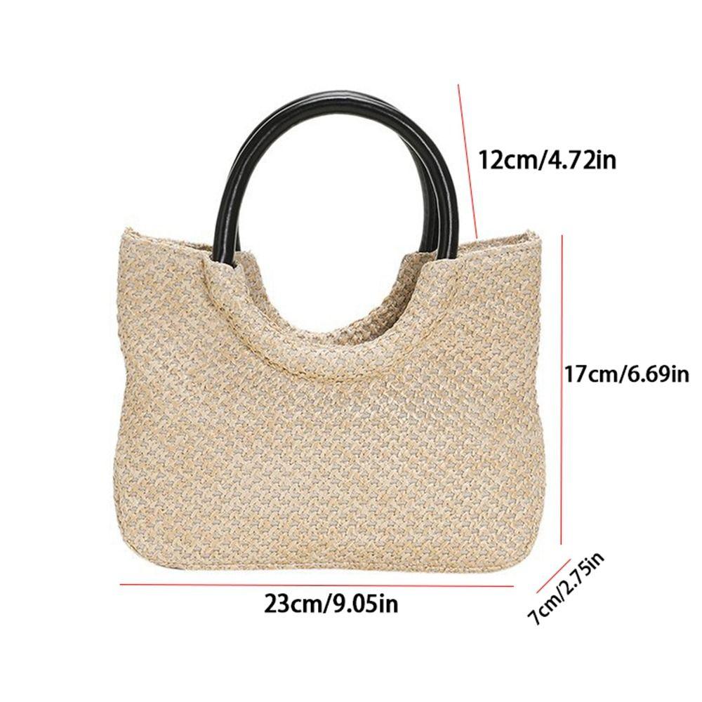 Capacity Bohemian Grocery Handbags Pu Leather Weave Beach Bag Women Handbag Shoulder Bag Straw Bag