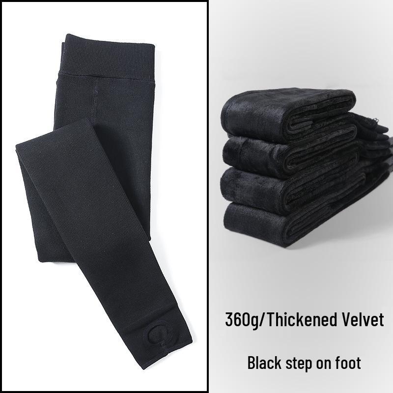 Women's Plus Velvet Thick Base Layer Pants: Leg-Slimming, Non-Slip, Warm Pantyhose for Spring & Fall, with Foot Coverage.