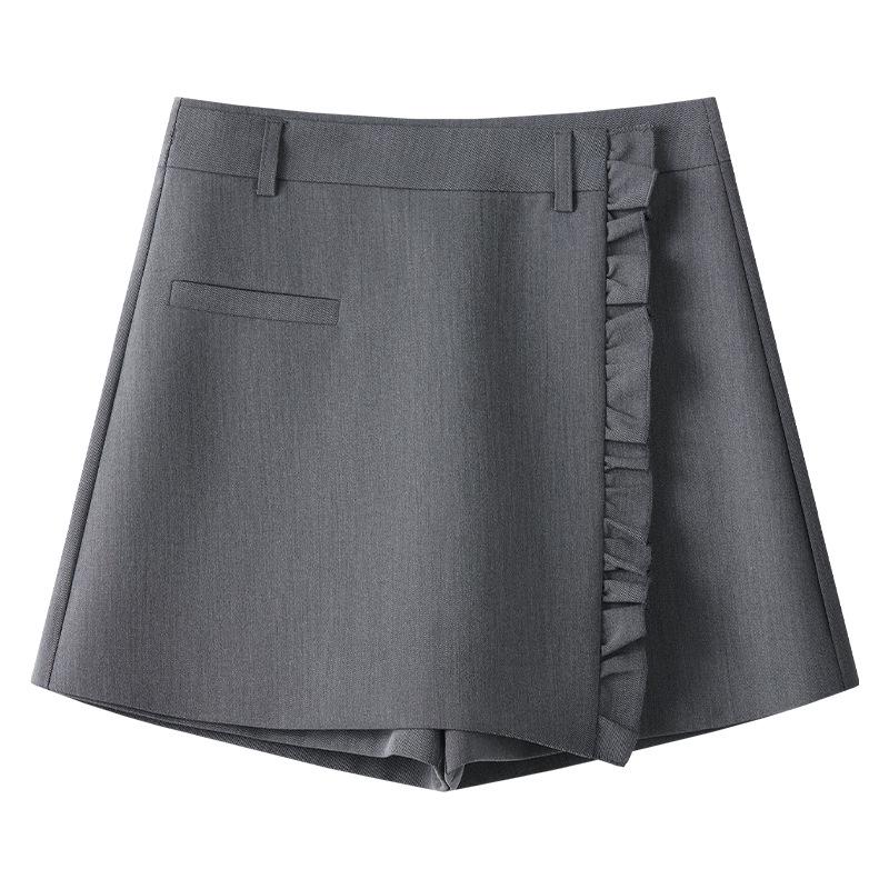 

Весна 2025 Женская приталенная белая миди-юбка А-силуэта с высокой талией и дизайном «два в одном» S серый