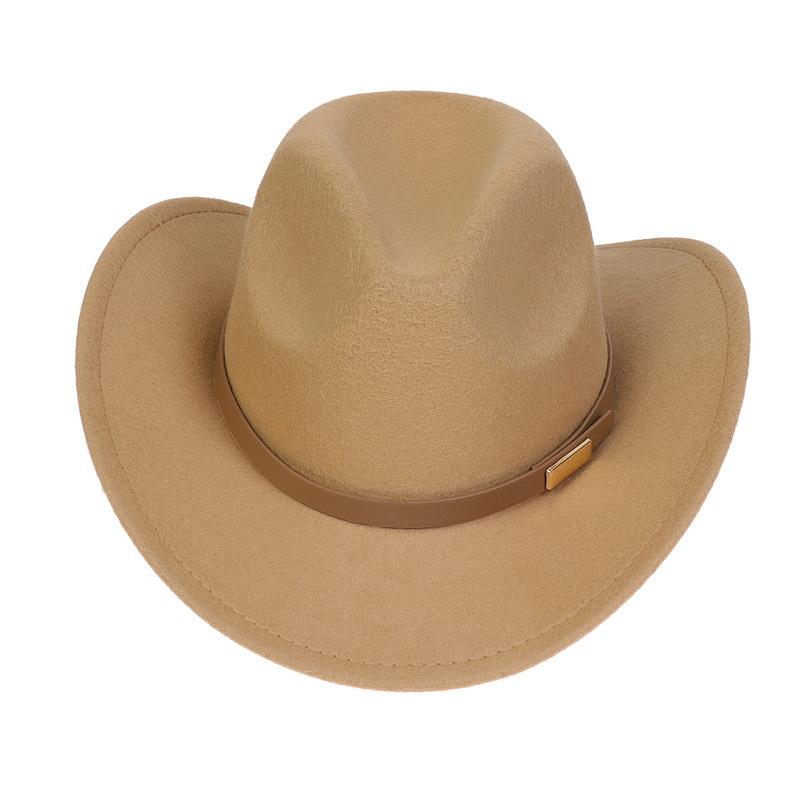 Western Cowboy Top Hat Spring And Autumn New Jazz Hat Big Brim Pentagram Belt Accessories Felt Hat Men And Women