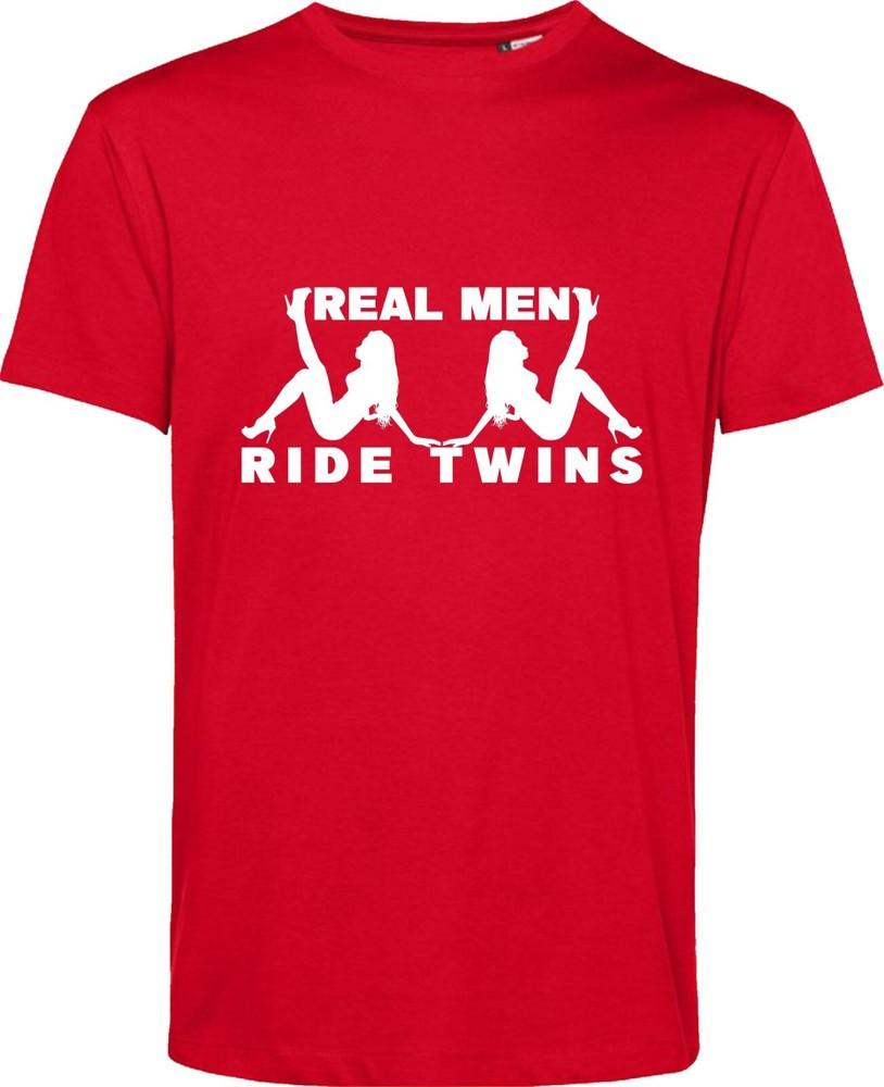 Real Unisex Ride Twins Biker T Shirt Funny Biker Design Offensive Adult Joke Top S