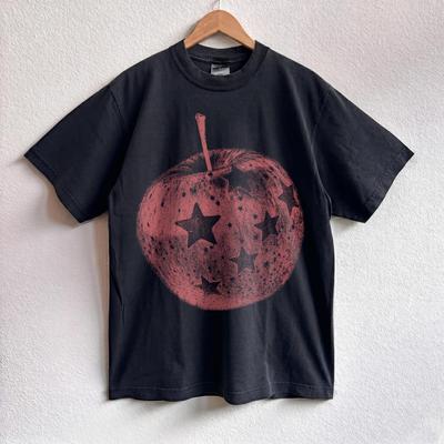 Distressed Apple Black Stars Shirt, Dark Academia Gothic Celestial Tee