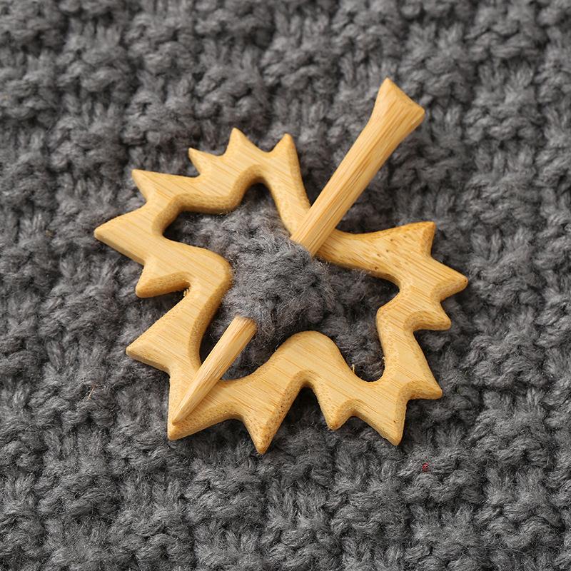 Wooden Brooch Shawl Cardigan Sweater Neckline Contraction Fixed Pin Niche Cute Animal Cartoon Brooch