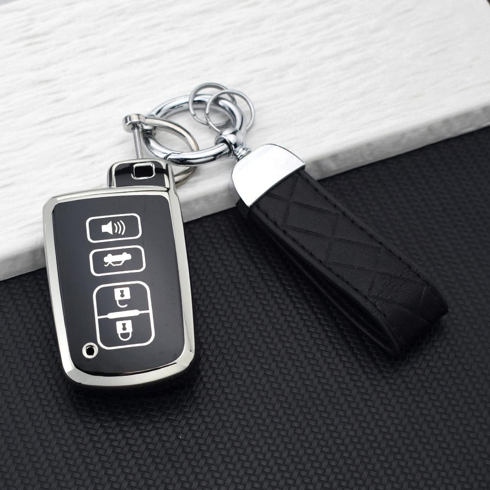 Soft TPU Car Key Case Cover for Toyota Camry RAV4 Corolla Highlander Avalon Smart Key Protector Holder Keychain Accessories