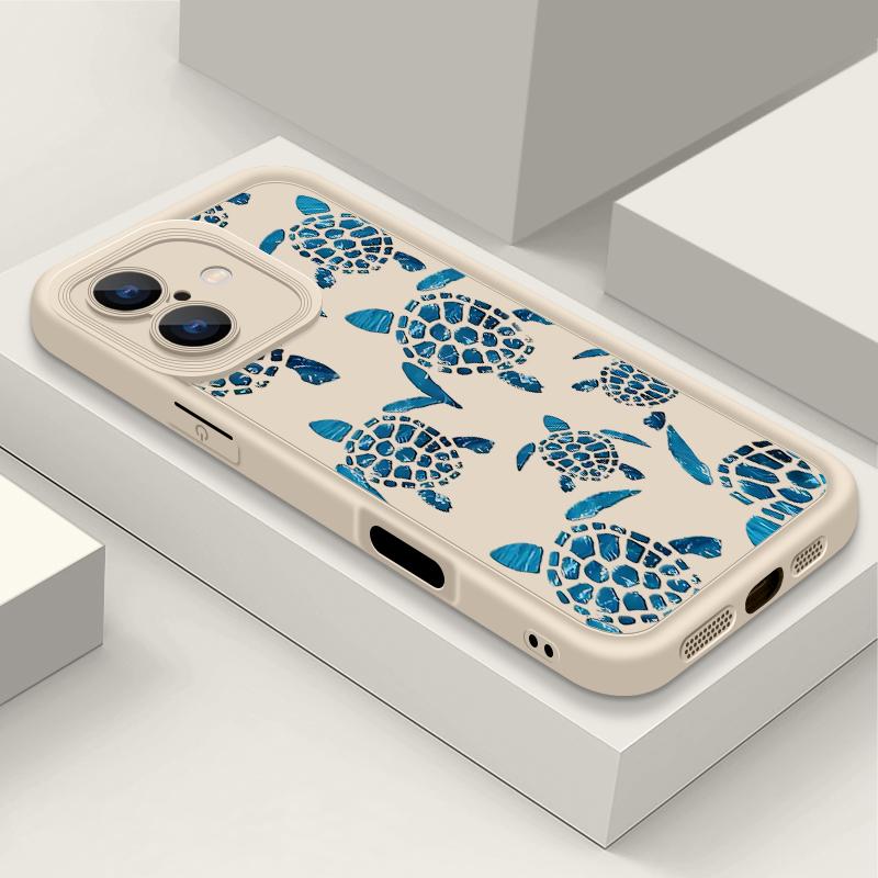 Sea Turtle Pattern Matte TPU Cover Shell For iPhone 16E 16 Pro 15 Pro Max 14 13 12 11 Soft Shockproof Lens Protection Phone Case