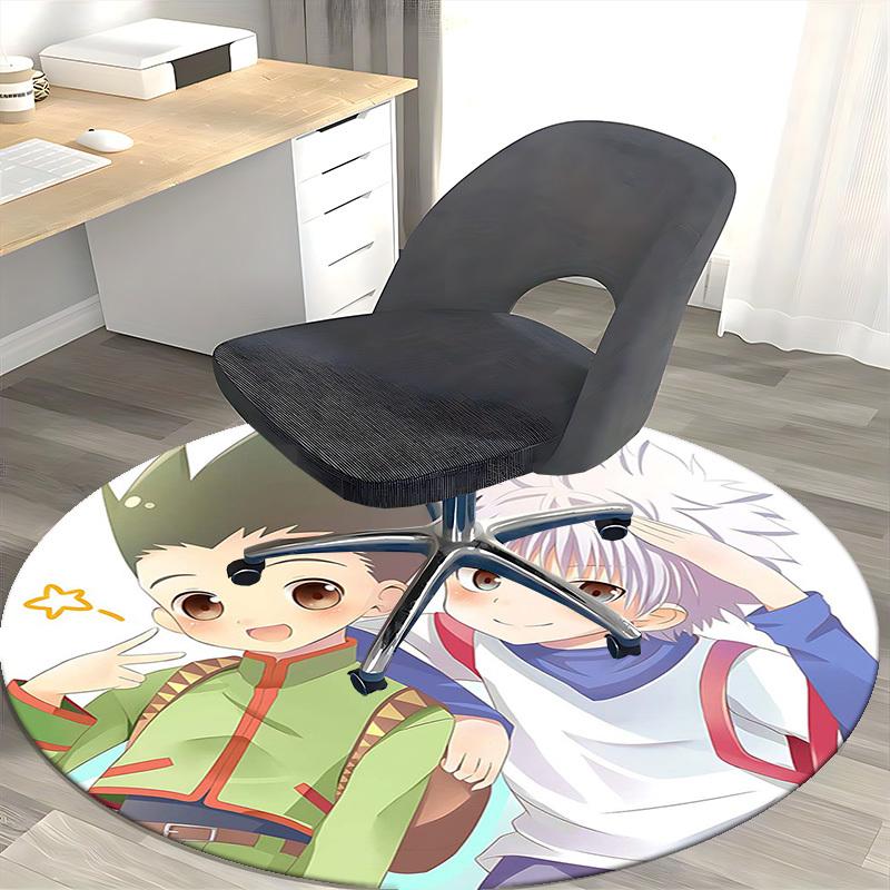 1pc Anime Cartoon Design Round Carpet Office Chair Mat, NonSlip Rug for Home Decor