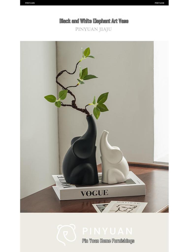 Nordic Elephant Vase: Modern Ornament for Home or Office Decor