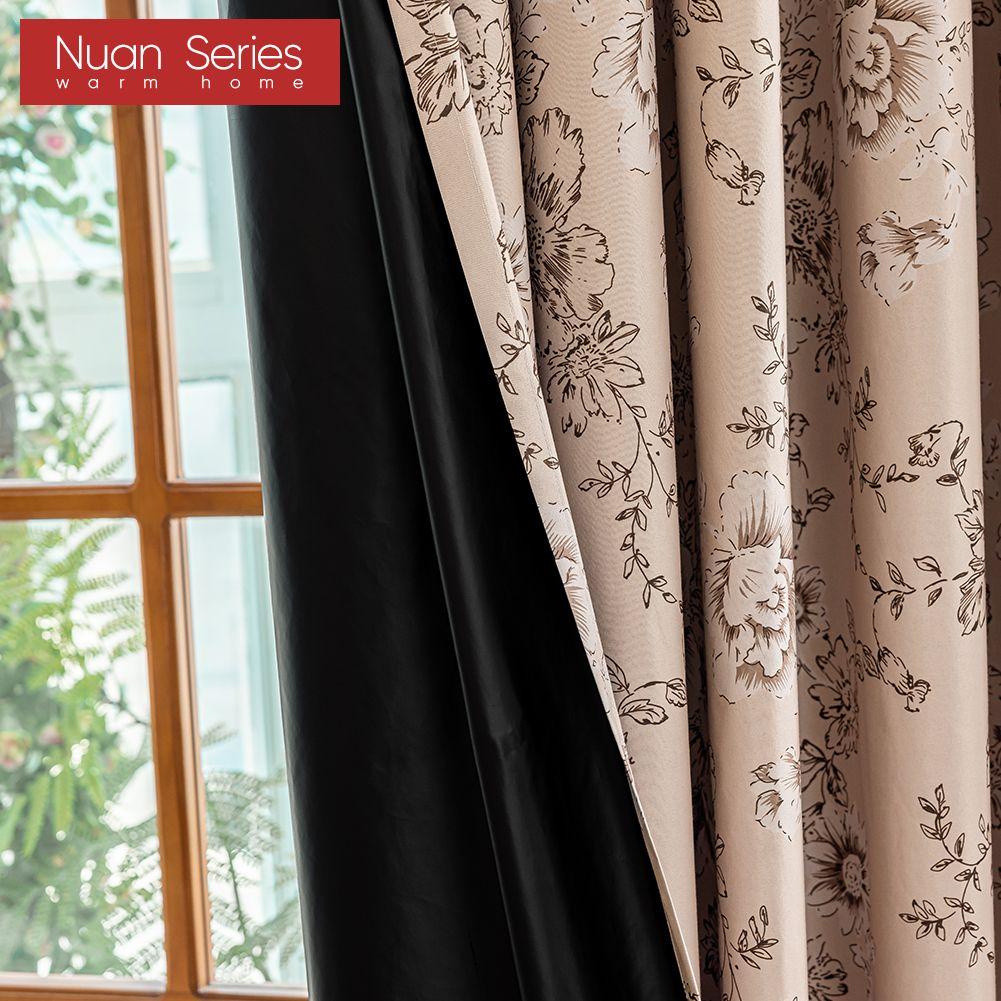 1PC Nuan Series Fashionable Retro Printed Blackout Curtains 100% Blackout Thick Curtain for Bedroom Living Room Balcony Window for Home Decor