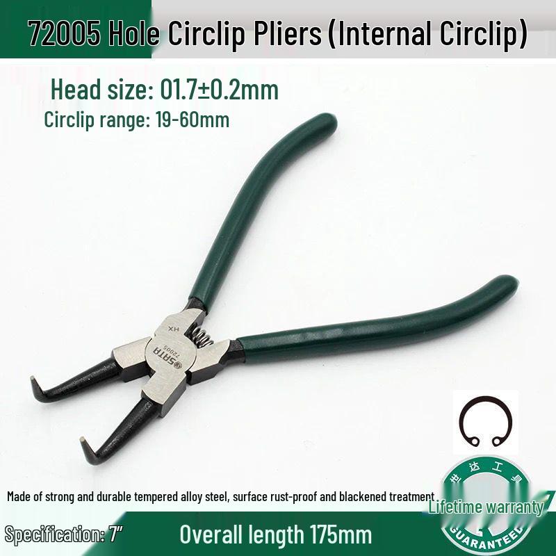SATA Circlip & Retaining Ring Pliers - Inner/Outer Circlips, Shafts & Holes, Bent Nose