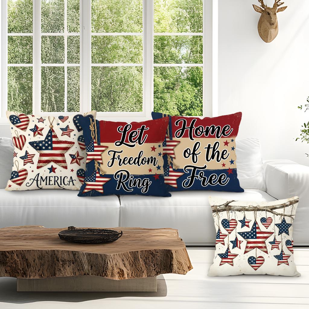 Independence Day Flag Pillowcase Printed Polyester 40/45/50cm Throw Pillowcover Decorative Sofa Cushion Pillowslip Home Decor