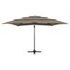 4 Layer Sun Umbrella with Aluminum Pole Taupe 250 X 250 Cm