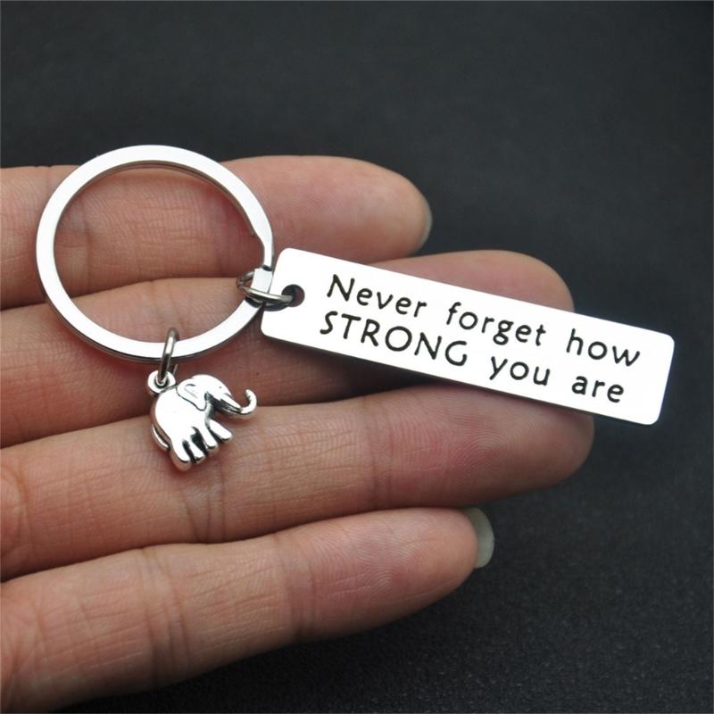 Handcraft Elephant Keychain With Inspirational Message Strength Wisdoms Symbol Desk Ornament Thoughtful Gift