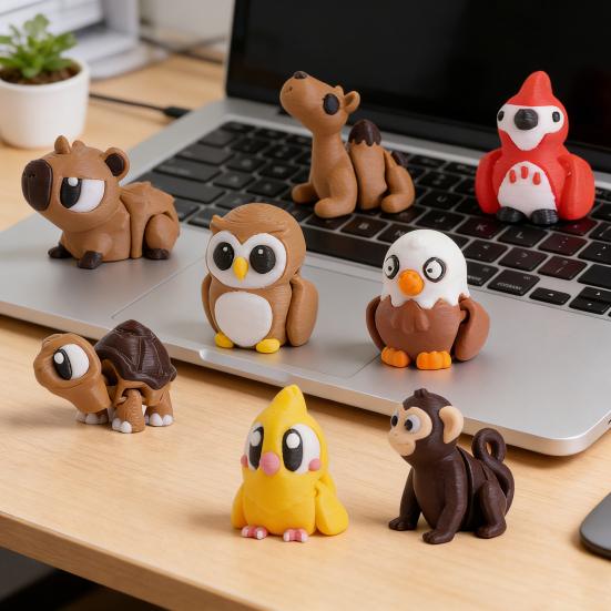 3D Printed Animal Figurine Movable Joints Panda Sheep Bear Seal Monkey Owl Turtle Figure Articulated Animal Model Fidget Toy Decoration Ornament