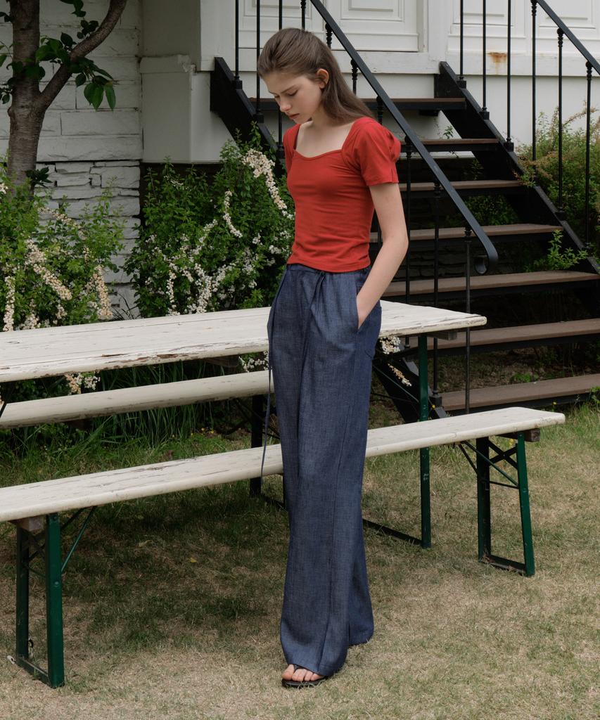 REORG Gir Wide Denim Like Pants Blue