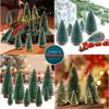 Artificial Mini Wooden Christmas Tree Small Cedar Pine For Home Room Decor Halloween Party New Year 2025 Navidad Ornaments