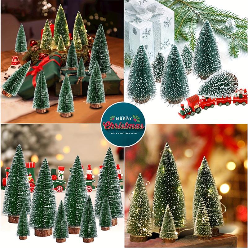 Artificial Mini Wooden Christmas Tree Small Cedar Pine For Home Room Decor Halloween Party New Year 2025 Navidad Ornaments